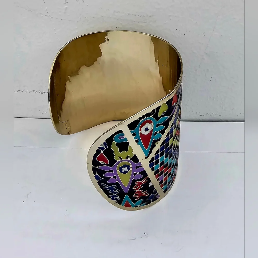 nOir Signed Colorful Mosaic Cuff Bracelet